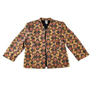 Lavender & Honey Blazer Jacket Women's L 3/4 Sleeve Boho Hippie Yellow Orange